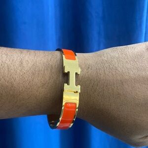 Orange H bracelet ( inspired) with gold trim